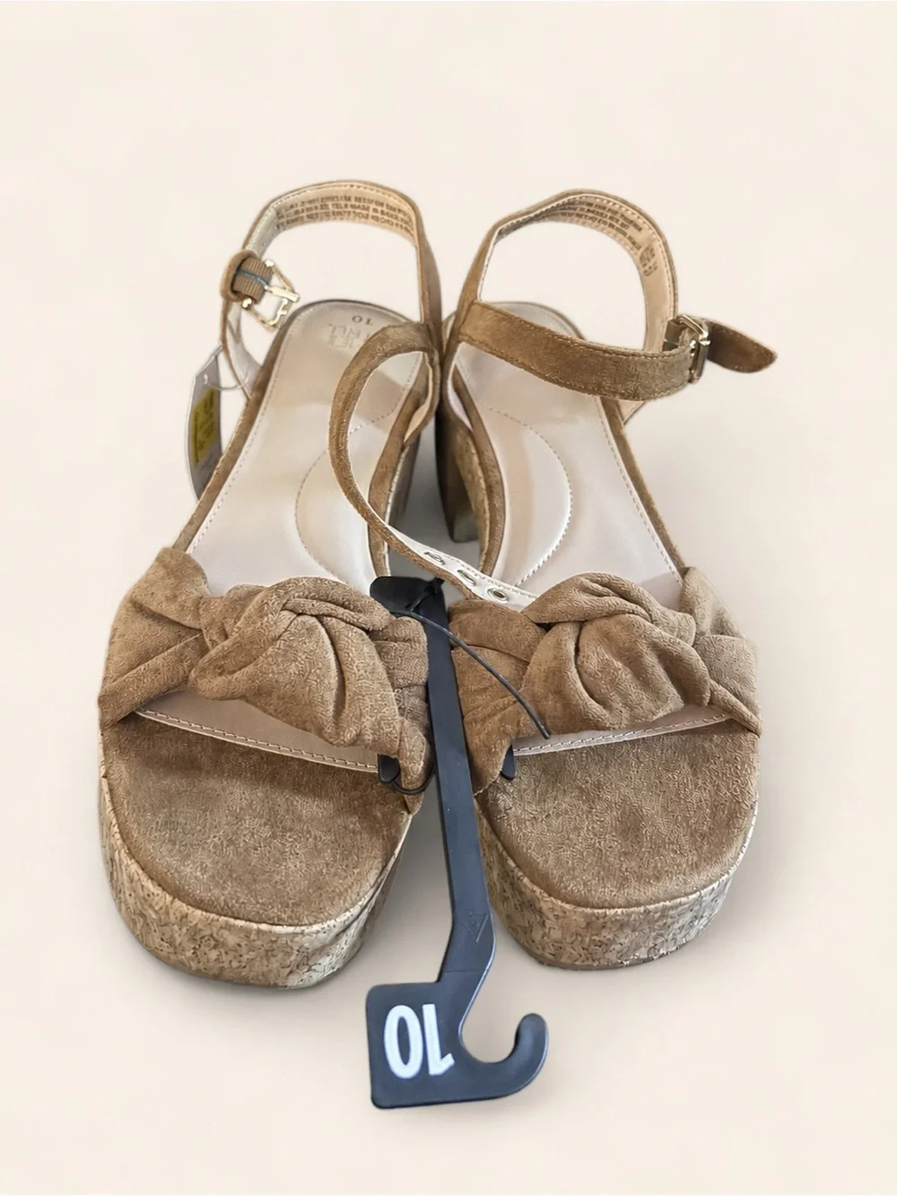 Time and Tru Tan Knot Suede Platform Sandals